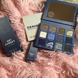 New Elf Limited American Eagle Denim Eyeshadow Palette Face Mask and Lip Balm.